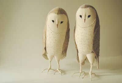 Barn owl soft sculptures by Willowynn