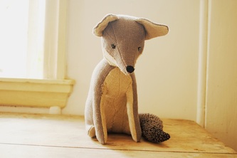 Grey fox soft sculpture by Willowynn