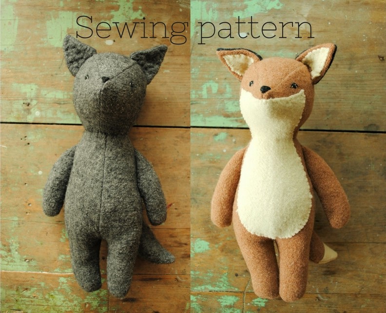 Fox and wolf sewing pattern by Willowynn