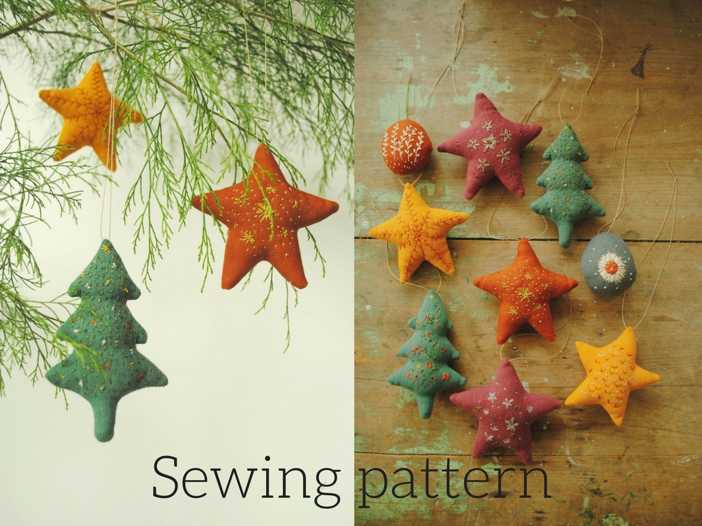 Fabric Christmas ornaments - downloadable PDF sewing pattern by Willowynn 