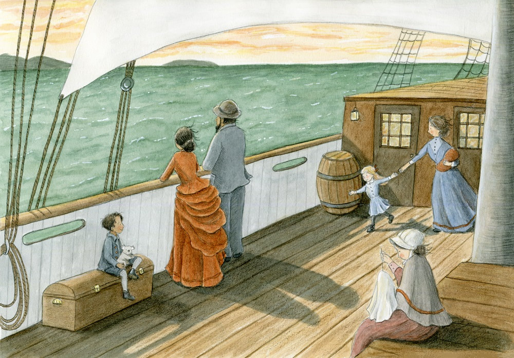 Setting sail. Watercolour by Margeaux Davis 2021