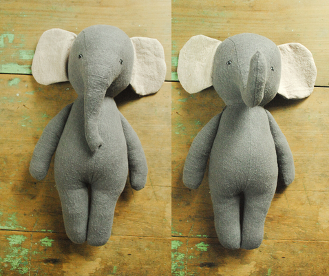 Elephant soft toy sewing pattern by Willowynn