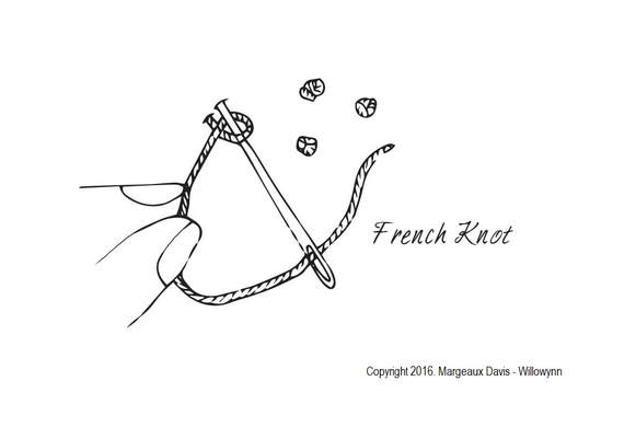 French knot diagram. Copyright 2016. Margeaux Davis - Willowynn.com 