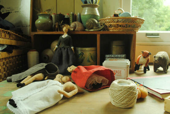 Willowynn work table. Sewing room, art studio, doll-making.