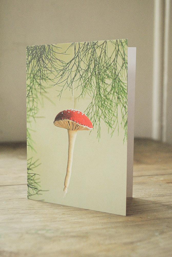 Foxglove Cottage Toadstool Mushroom Town Greeting Card 