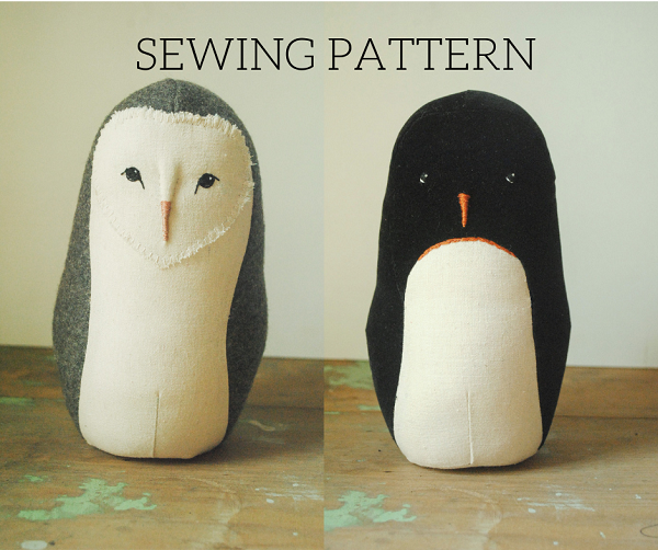 Willowynn barn owl and penguin sewing pattern